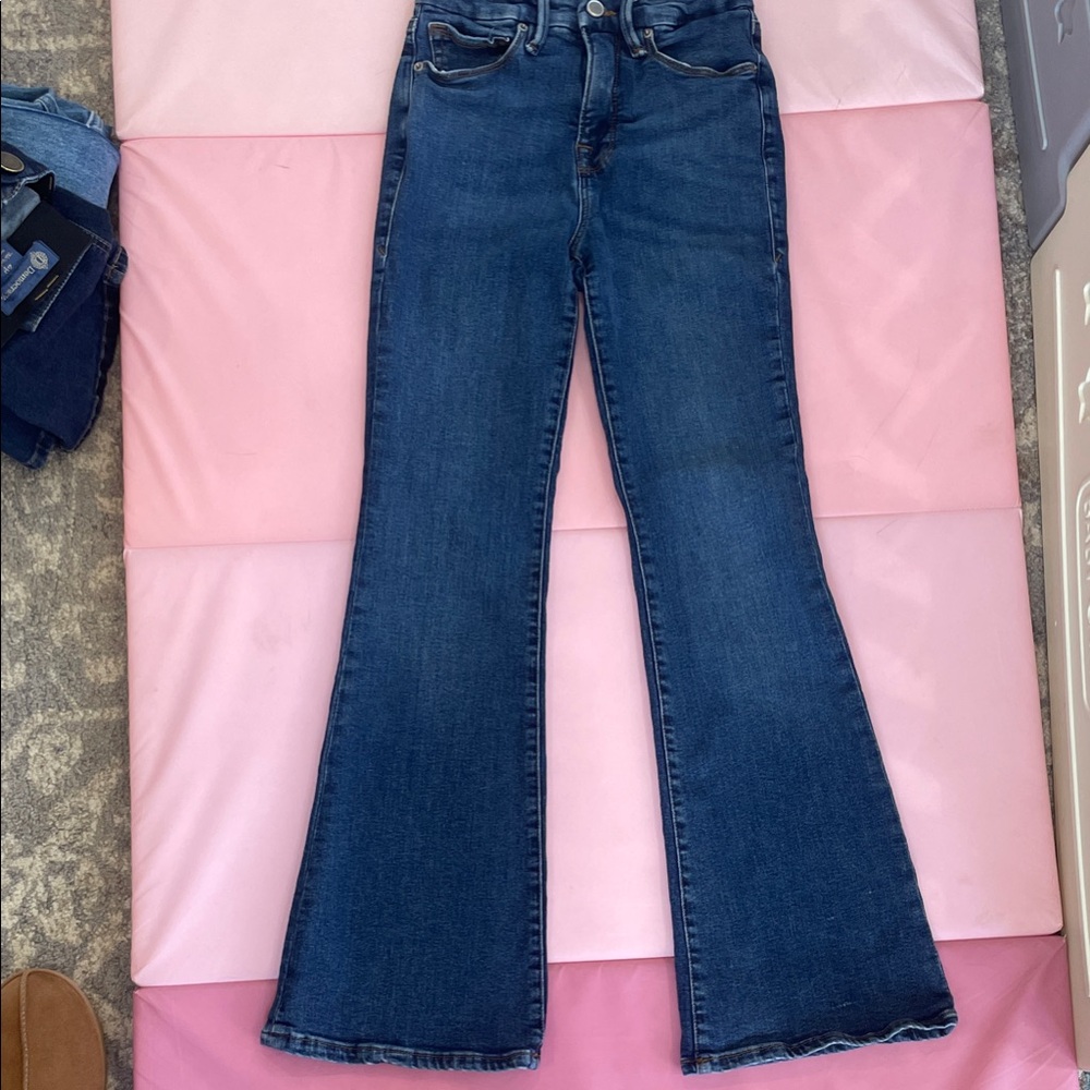 Good American Dark Blue Flare Jeans 27